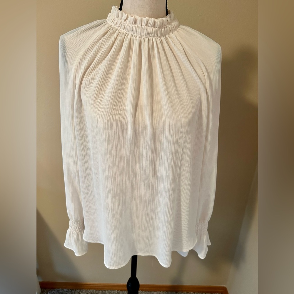 Loft cream drapey blouse, size M